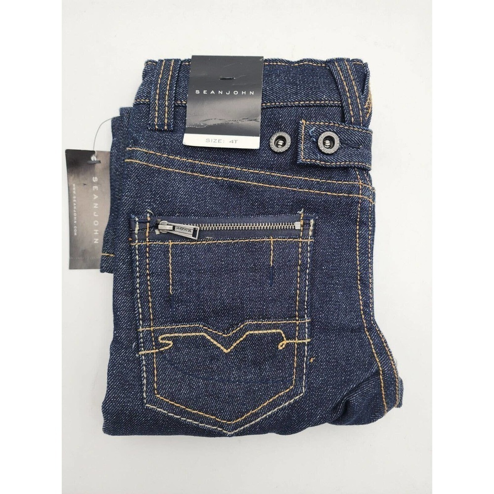 Sean John Denim Jeans Zipper Back Pocket Adjustable Waist Boys Size 4t NWT